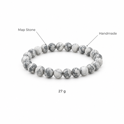 Bransoletka z kamienia mapowego, specyfikacja na bialym tle, Map Stone, Handmade, 27 g